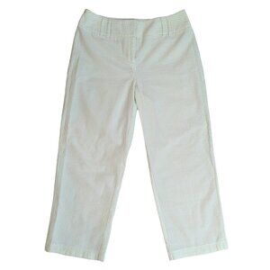 Ann Taylor Loft Green White Striped Seersucker Cropped Pants
